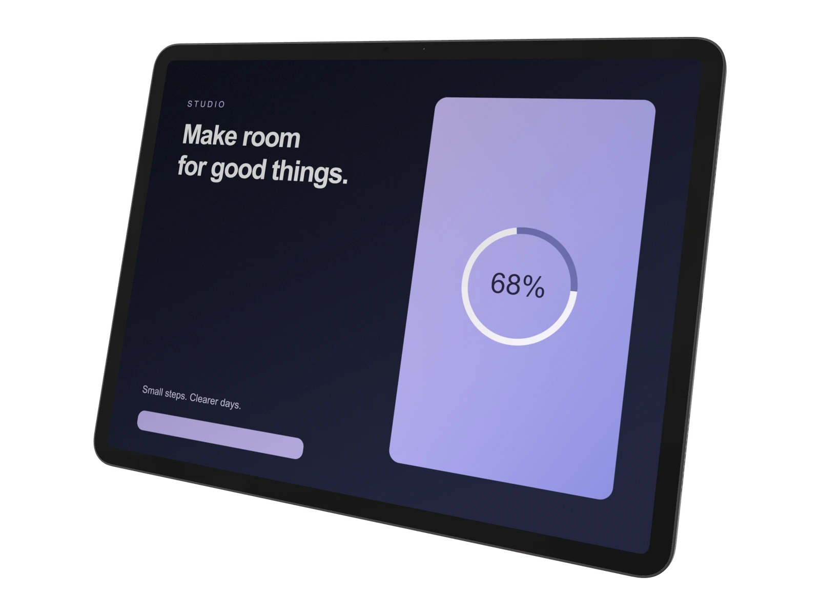 iPad Air 3D mockup showing an example interface, rendered in SynthMock