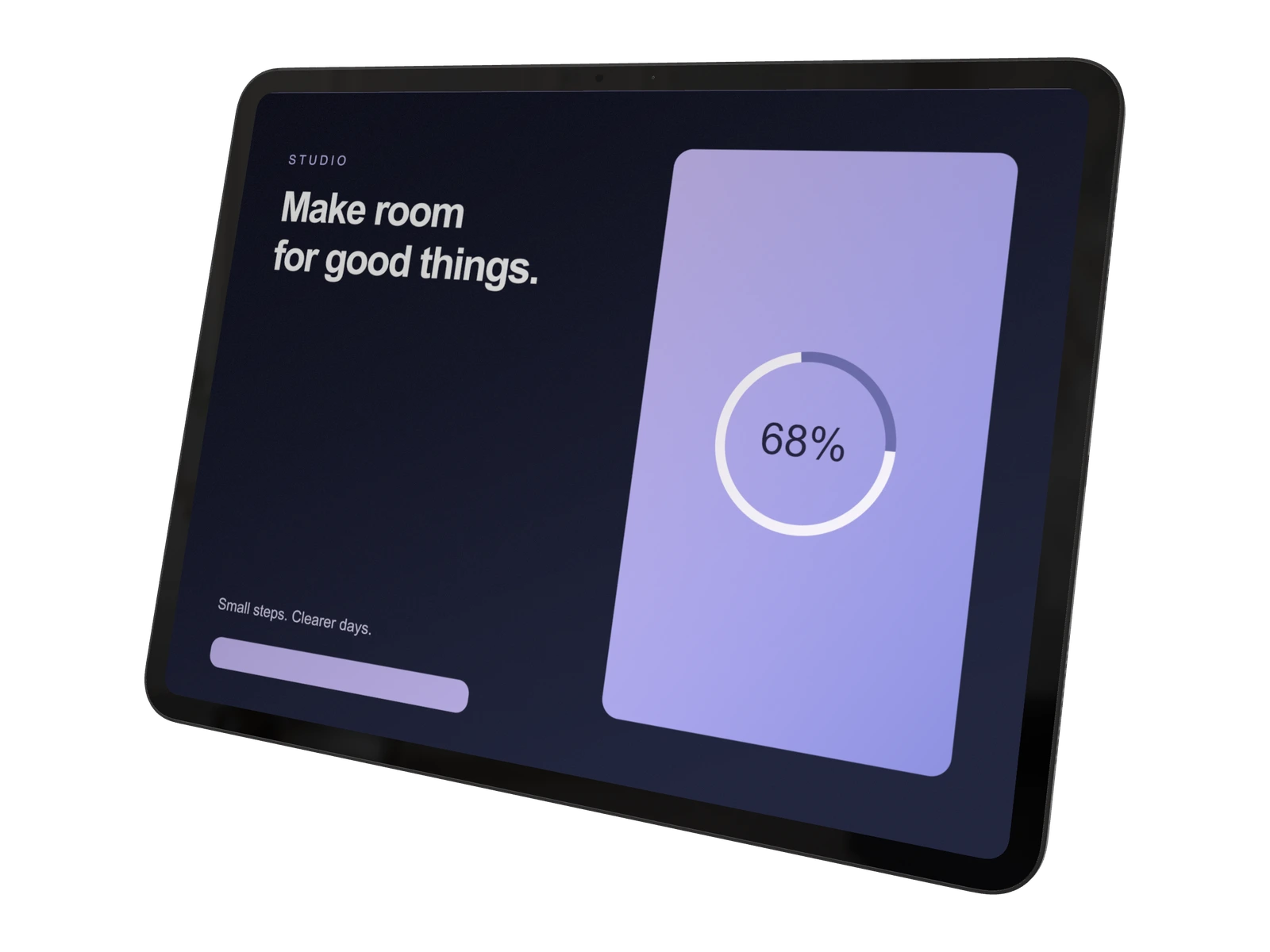 iPad Pro 3D mockup showing an example interface, rendered in SynthMock