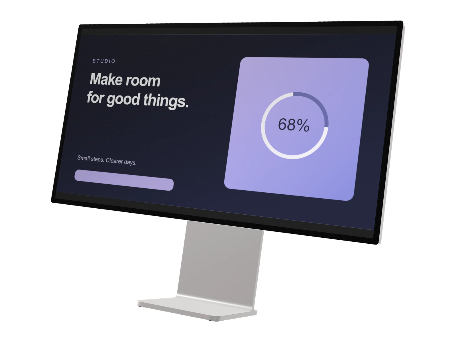 Pro Display XDR 3D mockup showing an example interface, rendered in SynthMock